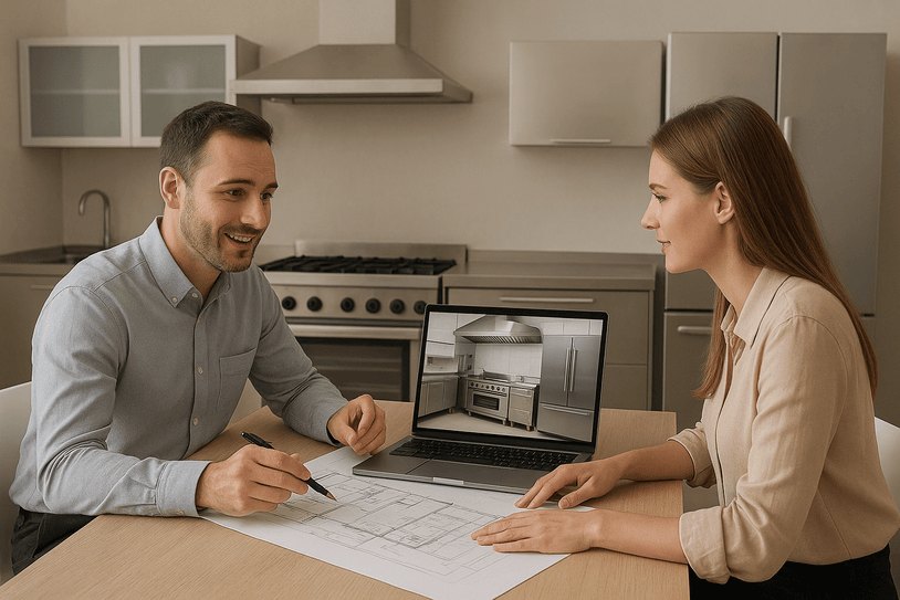 Reviewing the equipment list with a client